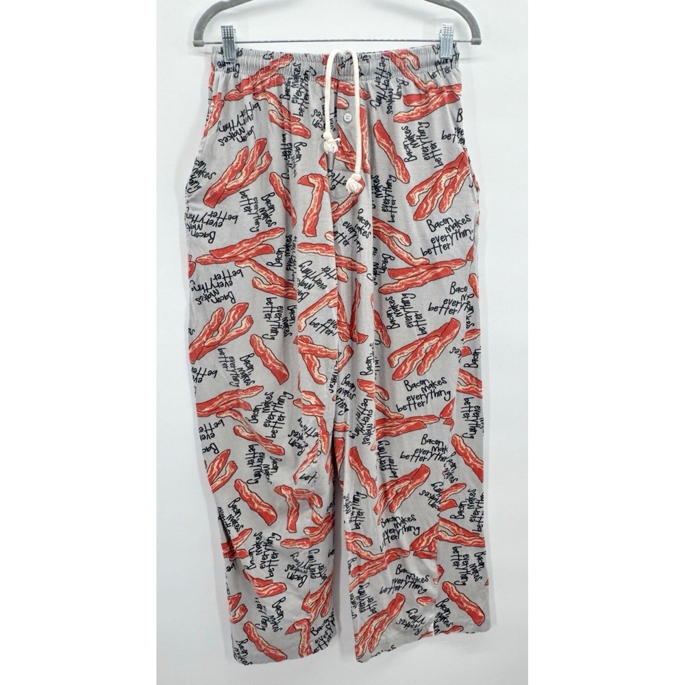 VTG Pajama Pants Mens Medium Lounge Bacon Makes Everything Better 100% Cotton